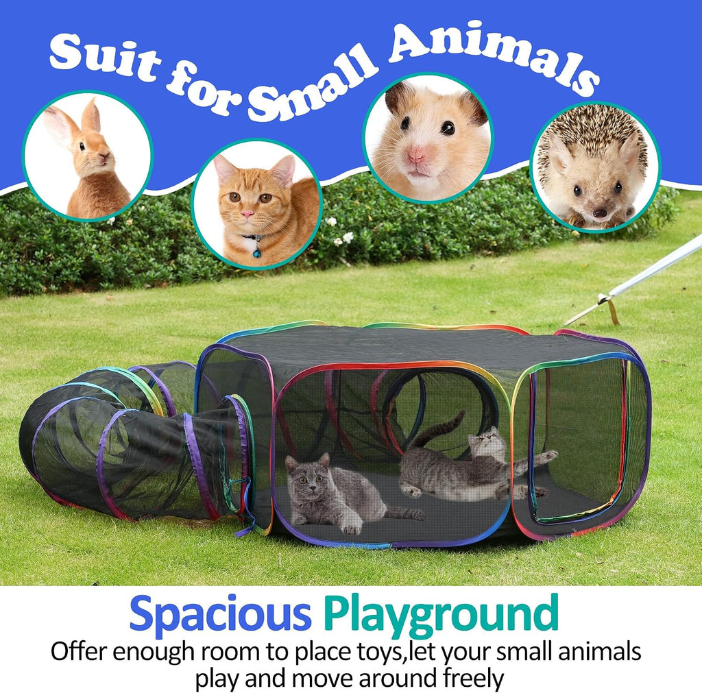Outdoor Cat Enclosure, 2-in-1 Pop-up Portable Catio Playground