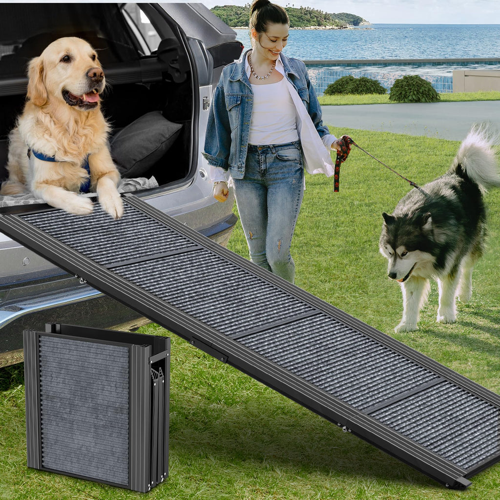 HerCcreta wigge Dog Ramp for Car 63" L × 17" W, Pet Ramp for Truck Foldable