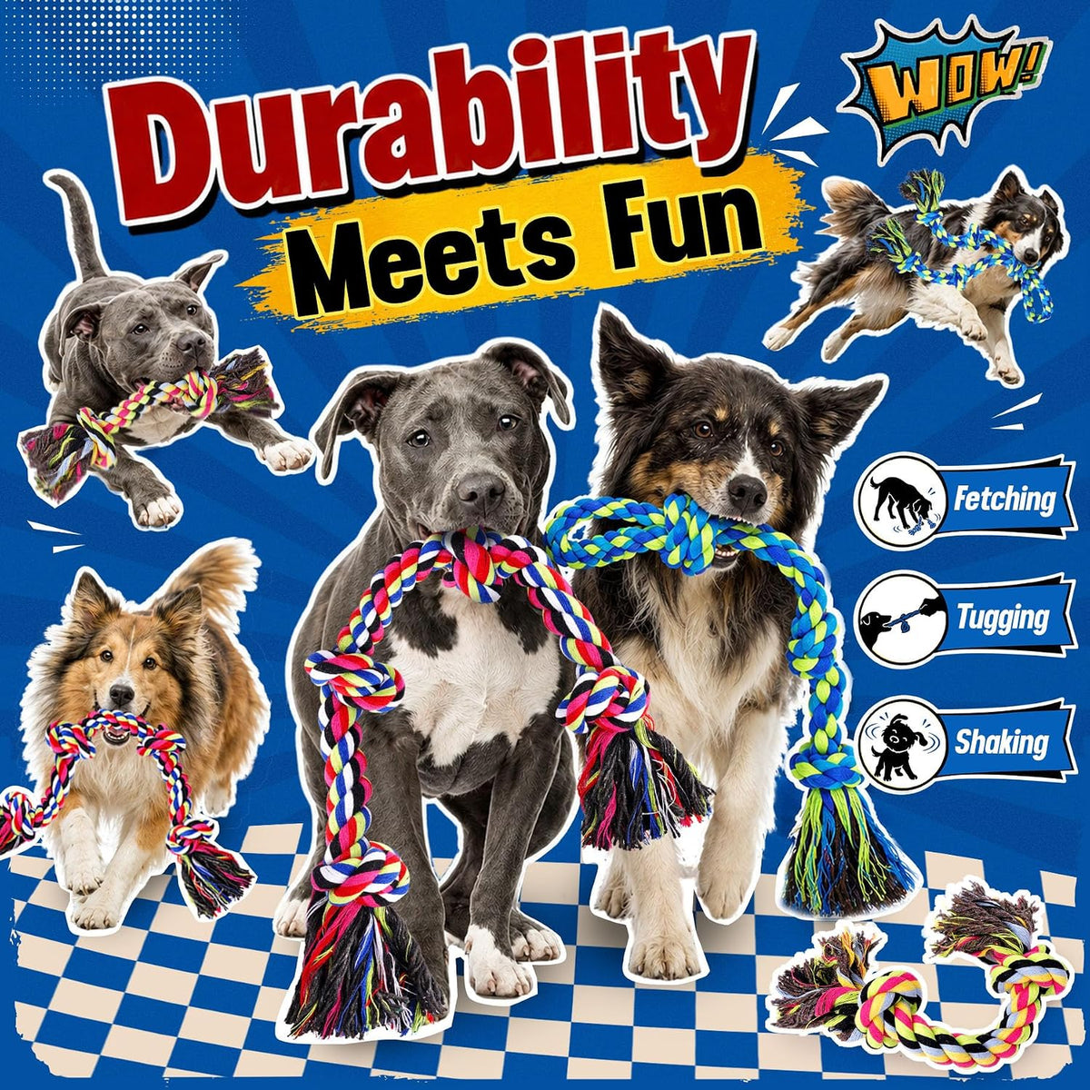 Forfon Tough & Strong Dog Rope Toy for Aggressive Chewers