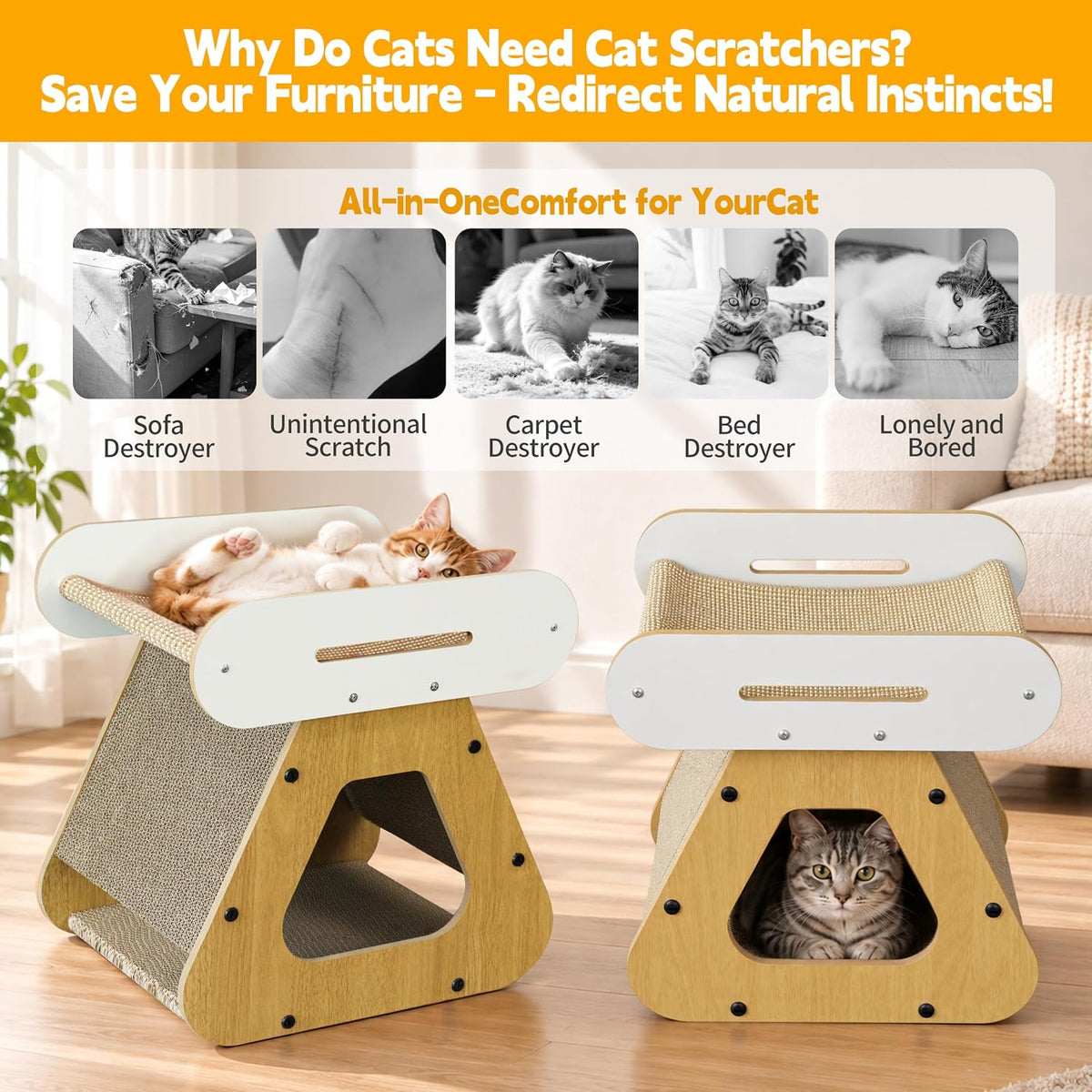 Cardboard Cat Scratcher, 17.7IN Cat Scratching House Indoor for Small Cats