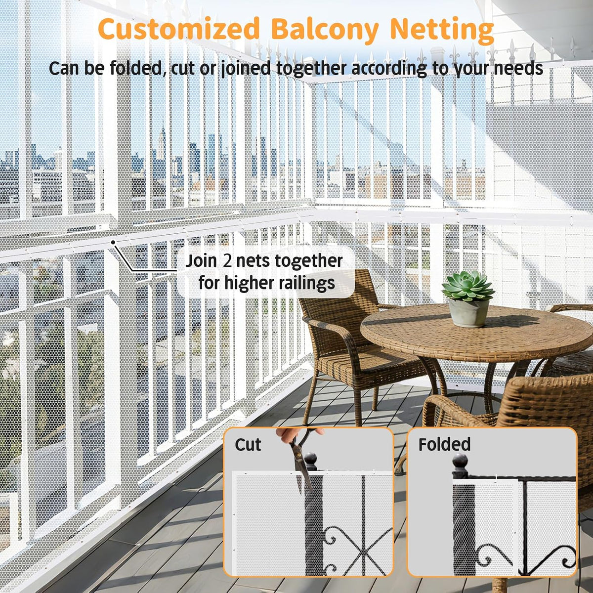 Banister Guard 10ft x 3ft, Baby Netting for Railing