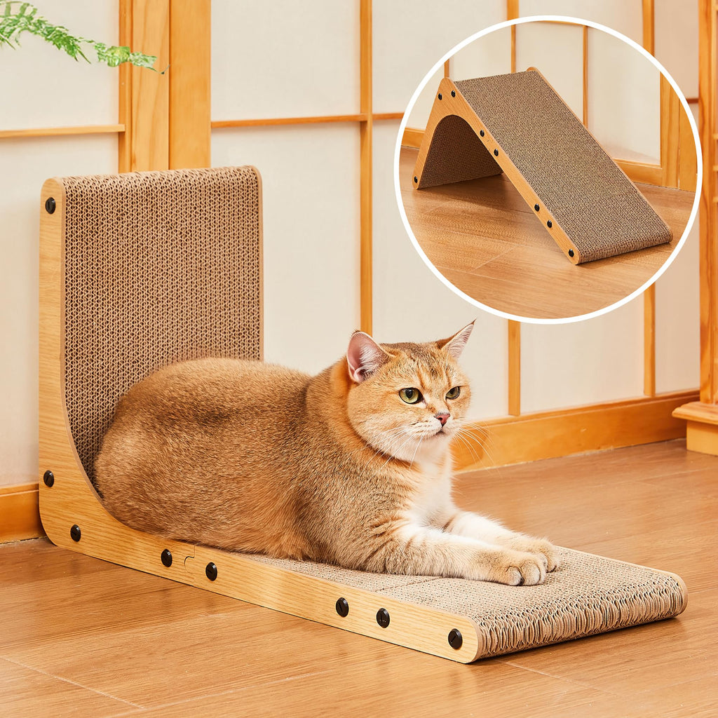 Markarbarka 23.6 IN L-Shaped Cardboard Cat Scratcher, 2-Pack for Indoor Cat