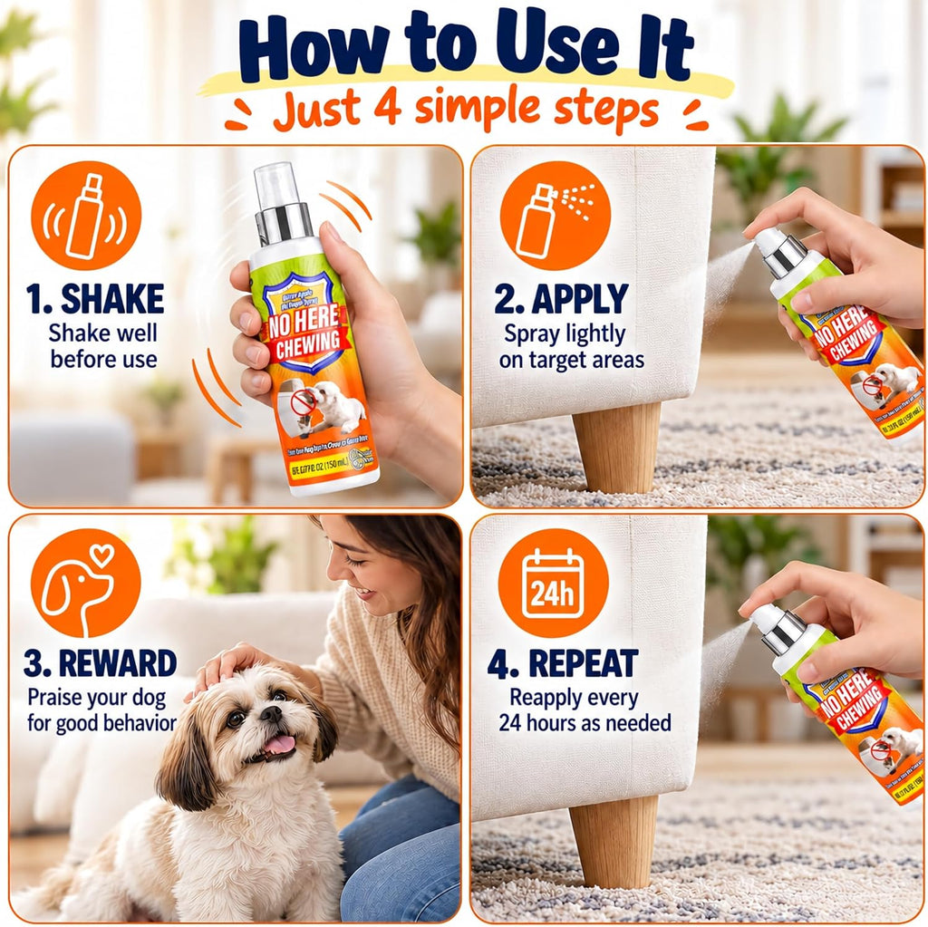 Bitter Apple Spray for Dogs – No Chew Spray to Stop Chewing, Licking & Biting, Natural Bitter Dog Training Spray, Anti C