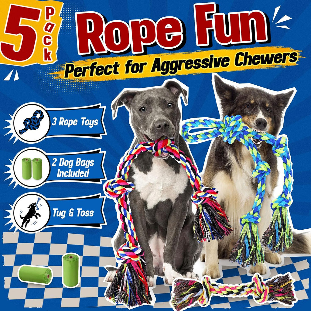 Forfon Tough & Strong Dog Rope Toy for Aggressive Chewers