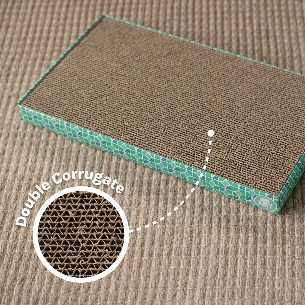 Kitty City XL 3-Pack Cat Scratcher Pads – Durable Corrugated Cardboard Scratch Pads – Double-Sided for Longer Use, Cat Claw Maintenance & Furniture Protection, Cat Scratching - 10" x 18"
