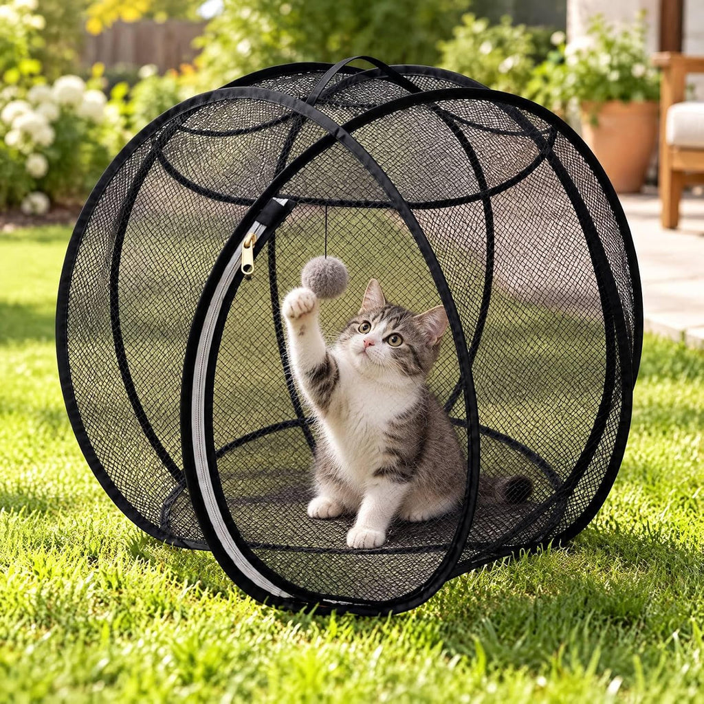 360° Panoramic Cat Playpen Enclosure, Rolling Cat Hamster Ball for Outside