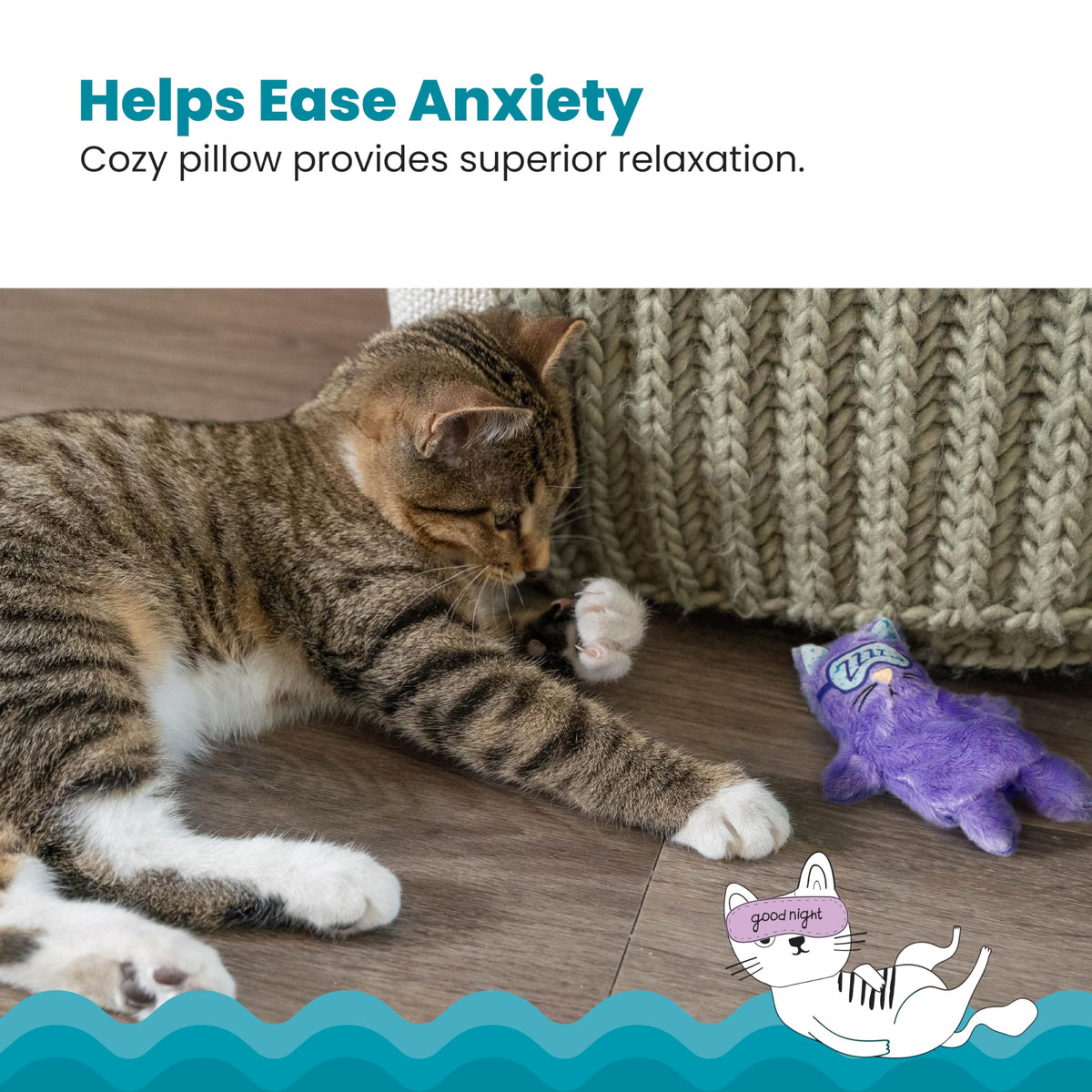 Catstages Purr Pillow Cat Toy – Plush Cat Toy with Touch-Activated Purr for Calming Cats & Kittens