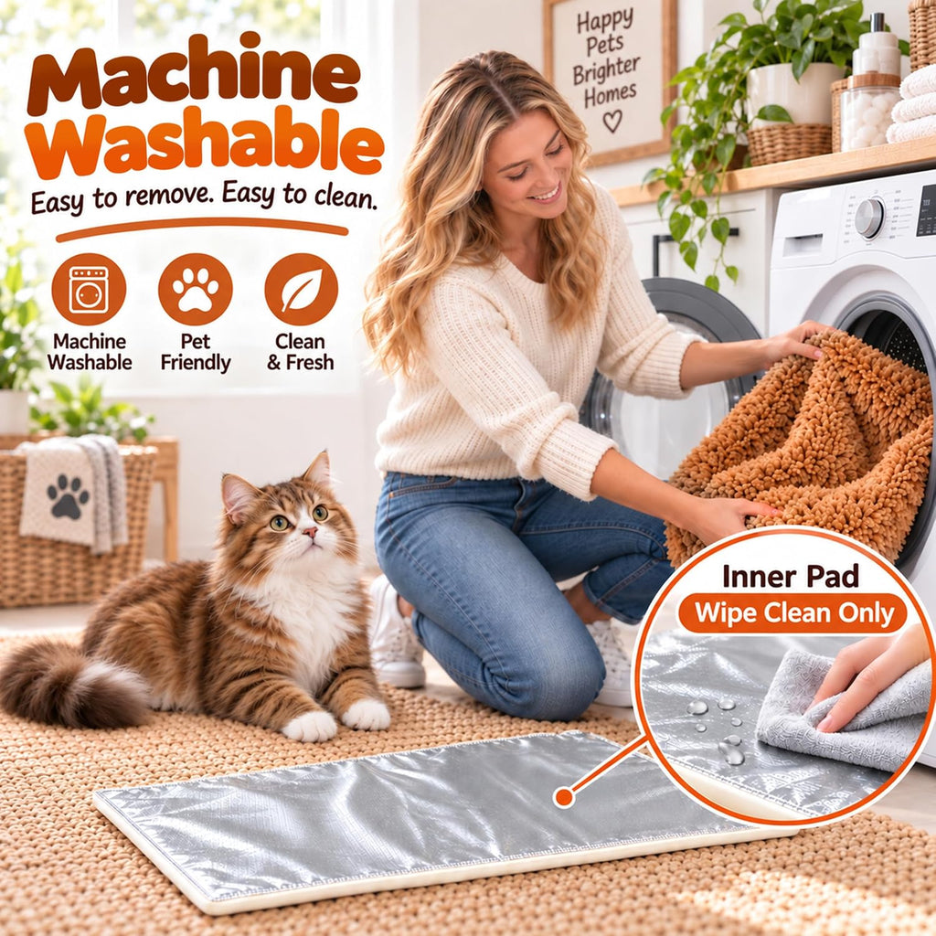 PatiencET Self Warming Cat Bed for Indoor Cats 14'' x 20'' - Cozy Fleece Heating Pad, Non-Electric Thermal Mat for Small
