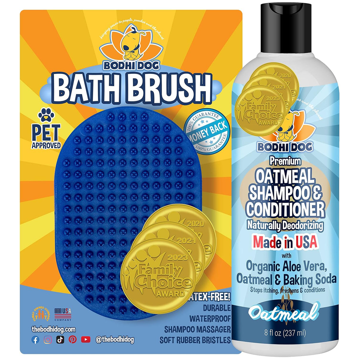 Bodhi Dog Shampoo Brush - Pet Grooming & Bath Supplies for Dogs and Cats - Bath Brush for Long & Short Hair - Premium Sc