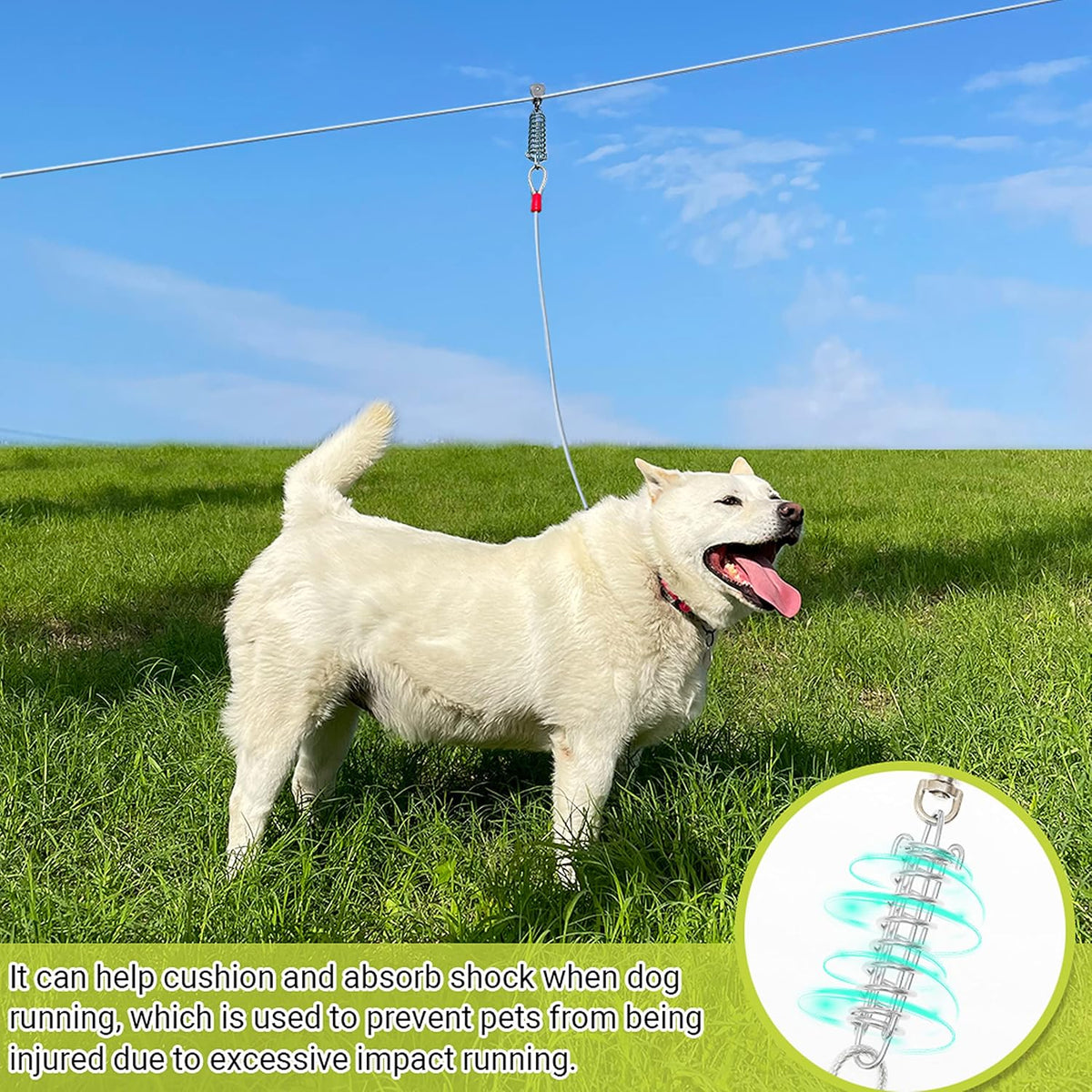 PAWNISAW Dog Runner Cable for Yard, 100 FT+10 FT Dog Tie Out Trolley System
