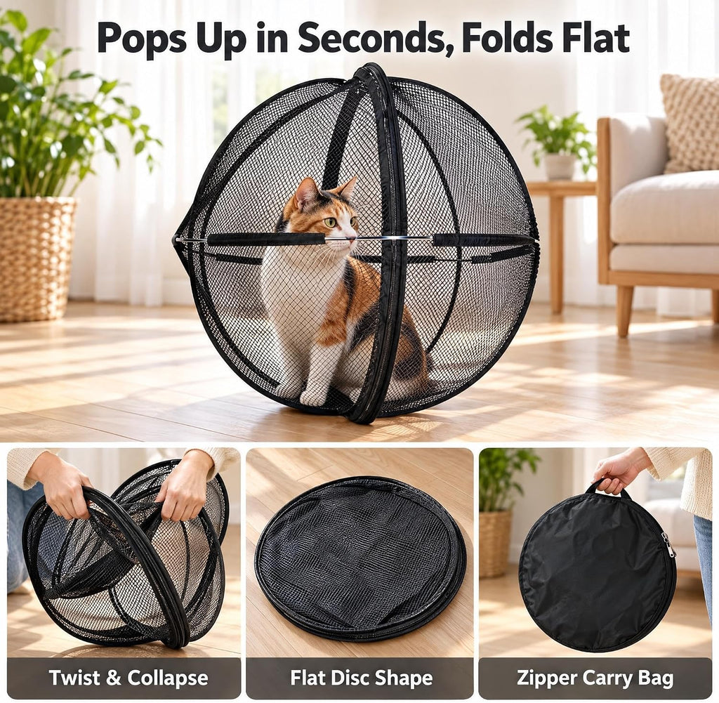 Outdoor Cat Enclosure, Cat Hamster Ball ，360° Panoramic Rolling Cat Playpen