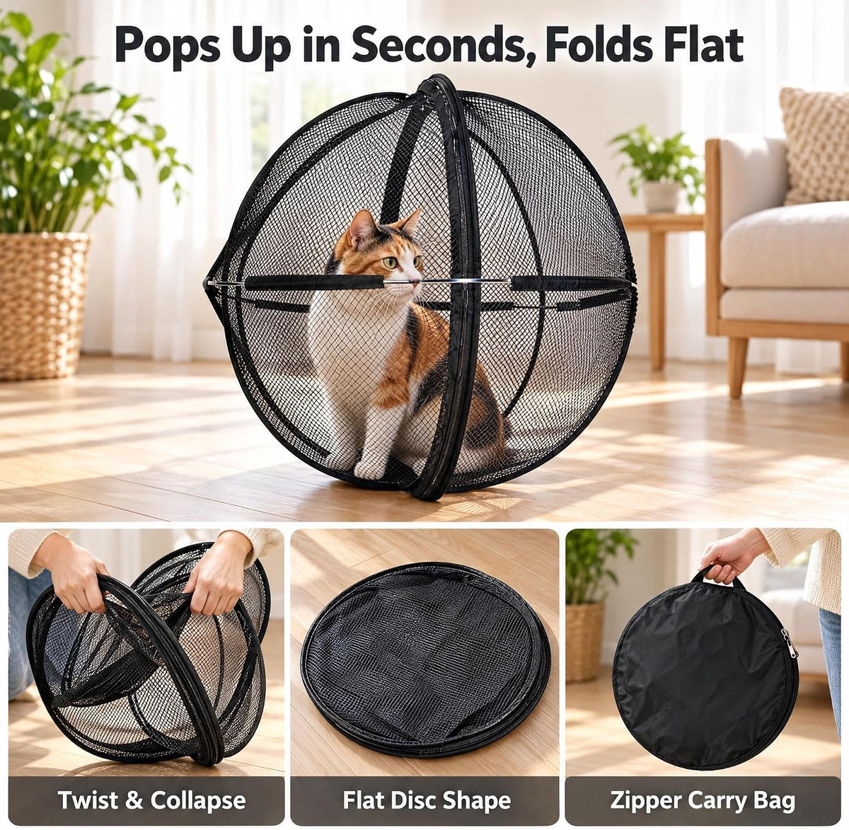 Outdoor Cat Enclosure, Cat Hamster Ball ，360° Panoramic Rolling Cat Playpen
