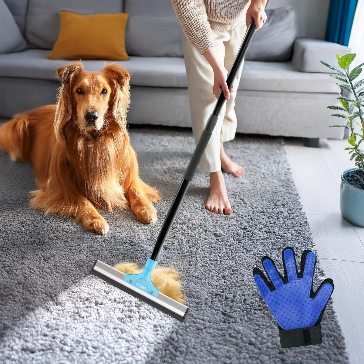 Carpet Rake and Fur Scraper for Pet Hair Removal, Dogs, Cats