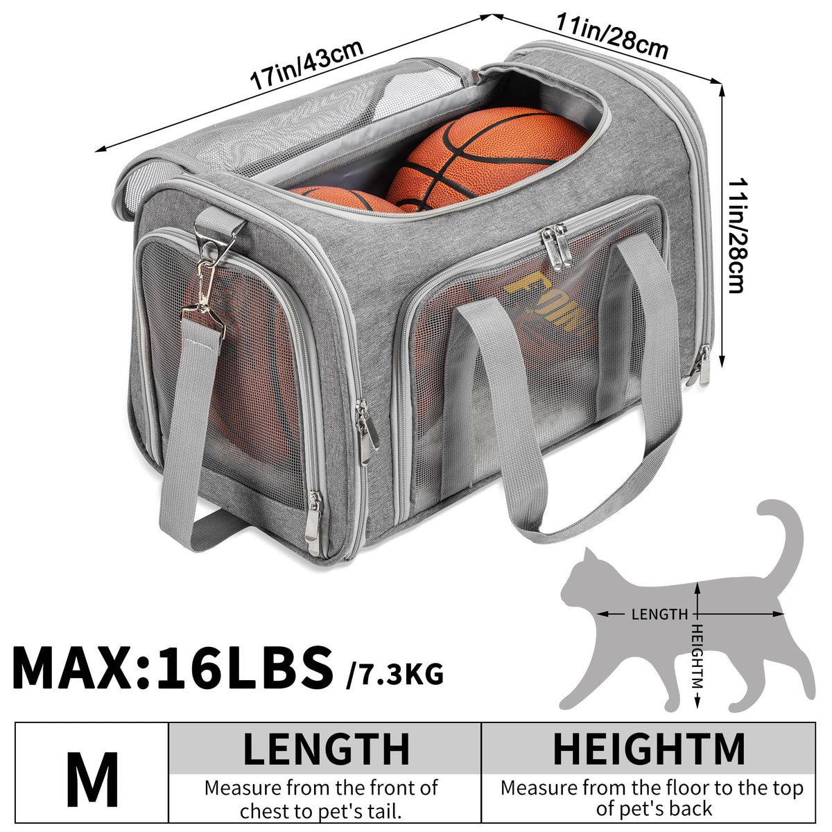 LEHNI Soft-Sided Cat/Dog/Pet Carrier, Collapsible Pets Travel Carriers