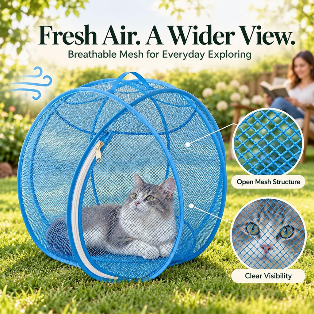 Cat Hamster Ball for Outside, Pop-Up Rolling Cat Playpen (Black)