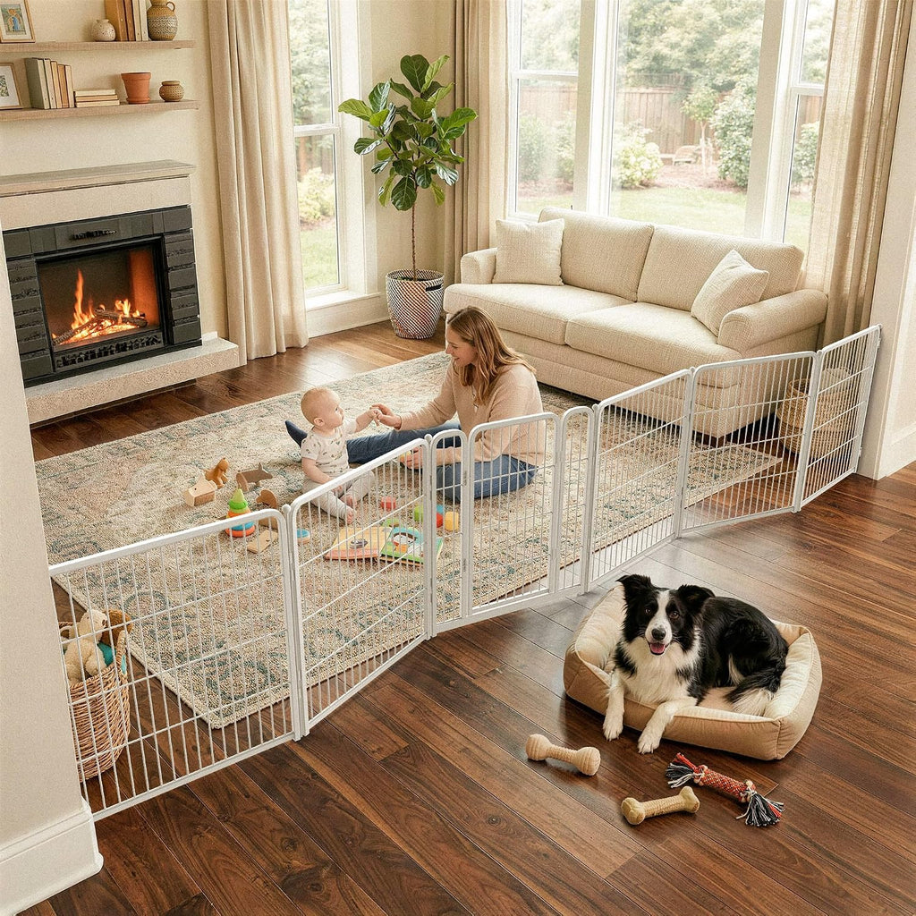 FXW Dog Gate, Extra Wide Adjustable for Openings Up to 219", 32" H