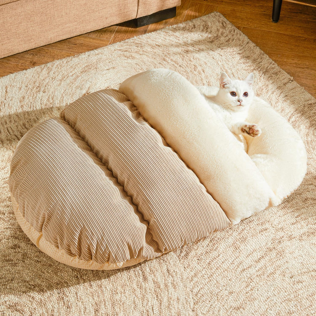 Romaneco Bed for Dog and Cat, Pet Bed, Ultra Soft Cute Plush Slipper Cat Cave Bed, Anti Slip Warm Pet House Nest, Self-W