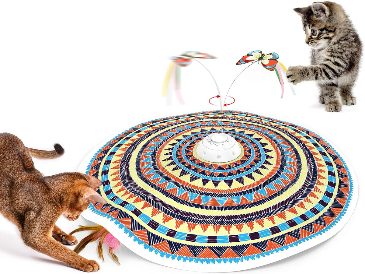 Potaroma Cat Toys Chargeable, 3in1 Hide and Seek for Kittens, Interactive Automatic Play, Fluttering Butterfly, Moving W