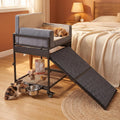 GarveeLife Pet Stairs Ramp Pet Window Perch with Bowls & Storage, Rolling