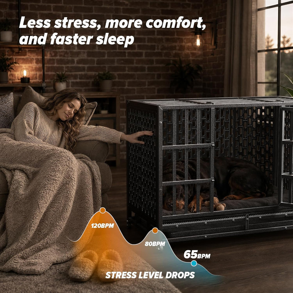 48 Inch Heavy Duty Indestructible Dog Crate, for High Anxiety Dog