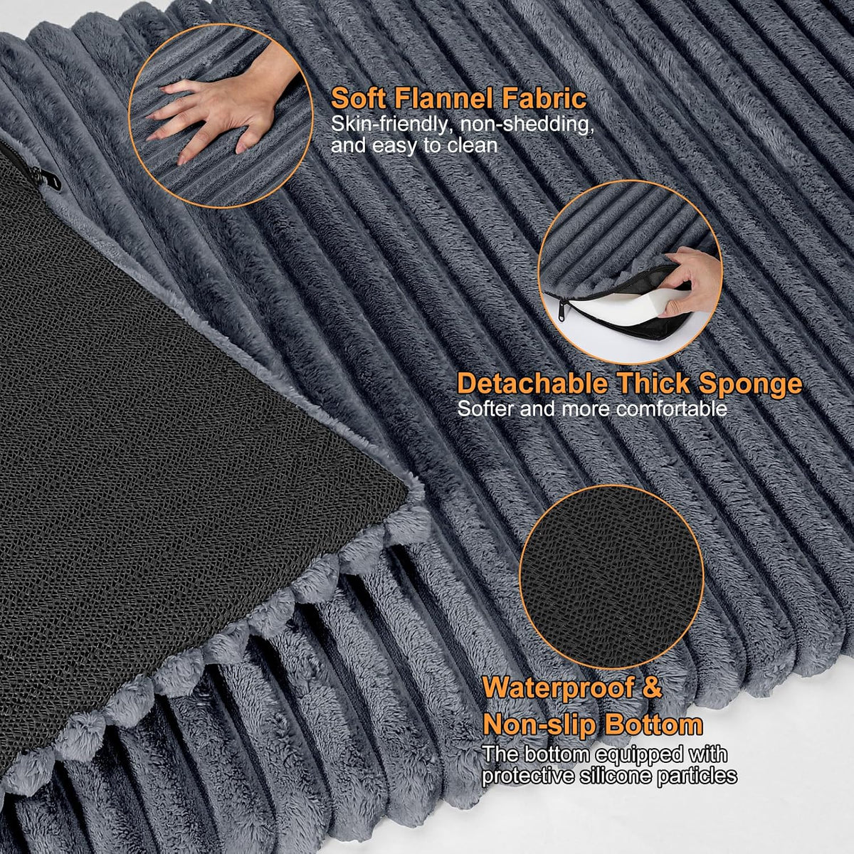 FURTIME Backseat Pet Bed Mat, Non-Slip Washable Dog Bed for Car Back Seat