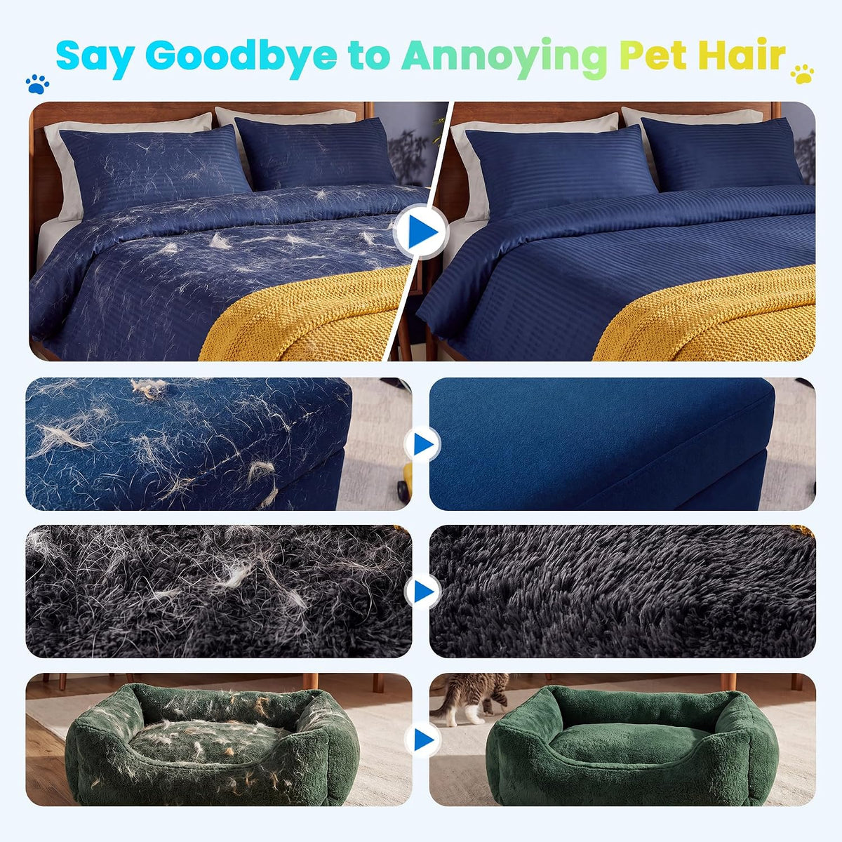 Pet Hair Removal Glove for Cat & Dog, Electrostatic Pet Hair Remover Tool