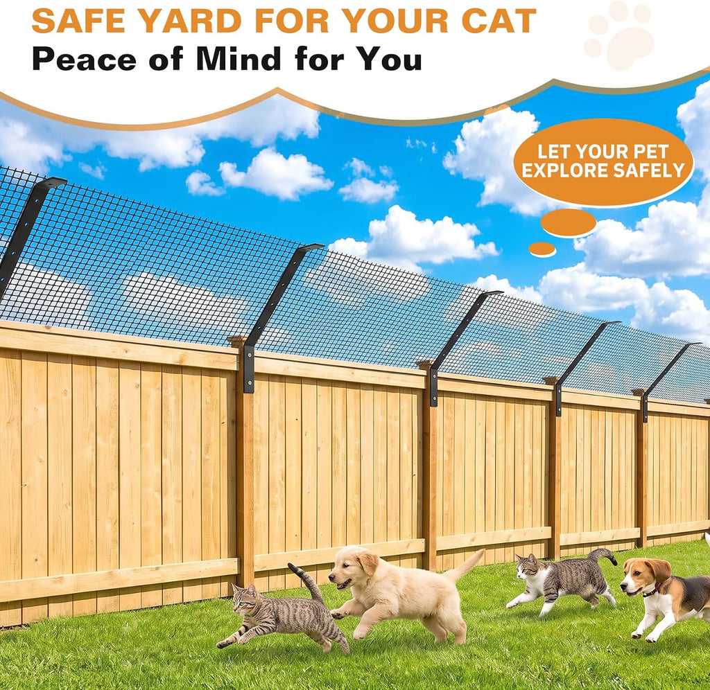 Cat Fence Outdoor Barrier 33FT, Anti-Climb Fence Topper with Install Kit