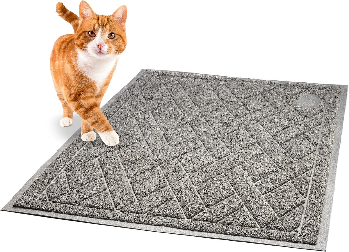 Pawkin Cat Litter Mat, Patented Design with Litter Lock Mesh, Extra Large, Durable, Easy to Clean, Soft, Fits Under Litt