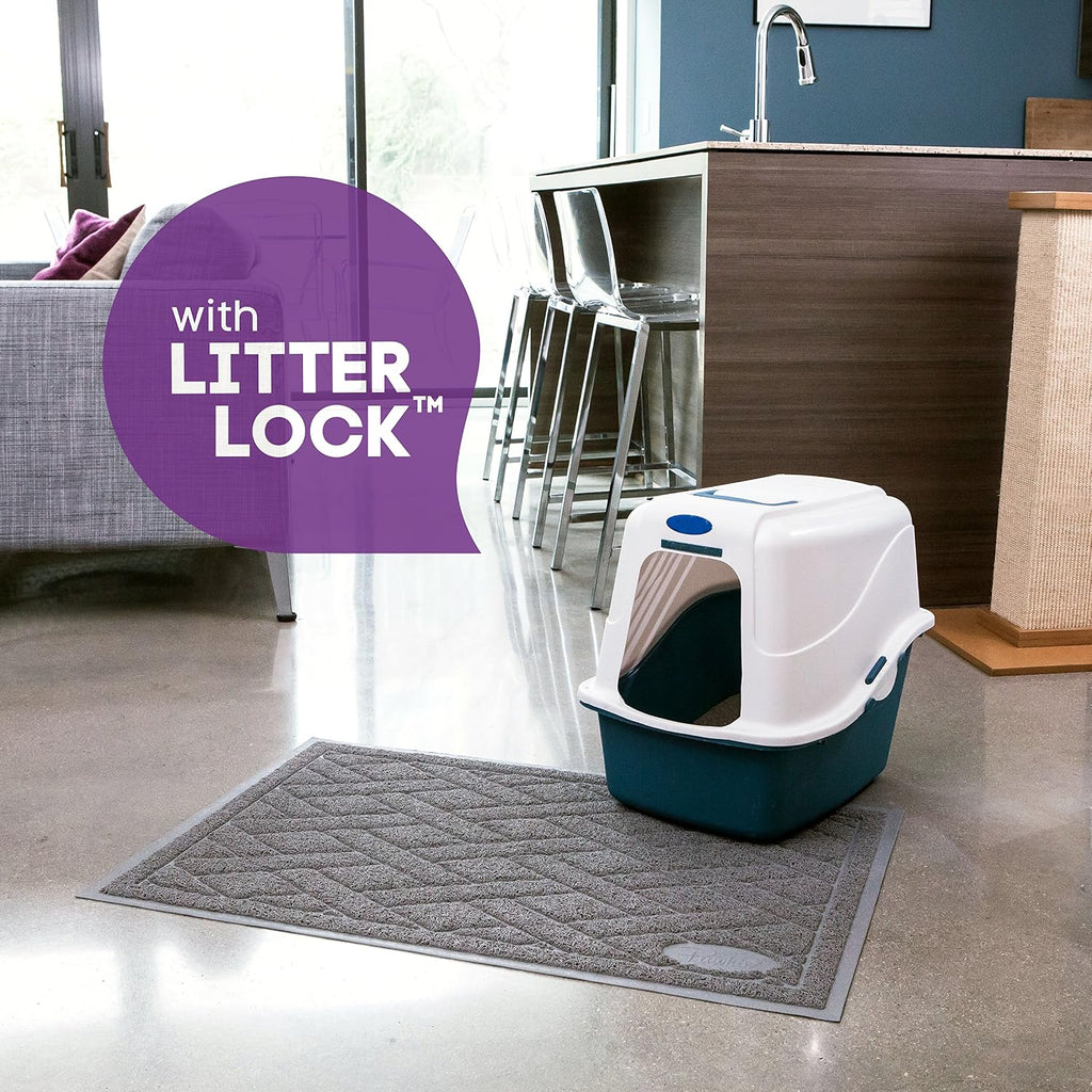 Pawkin Cat Litter Mat, Patented Design with Litter Lock Mesh, Extra Large, Durable, Easy to Clean, Soft, Fits Under Litt