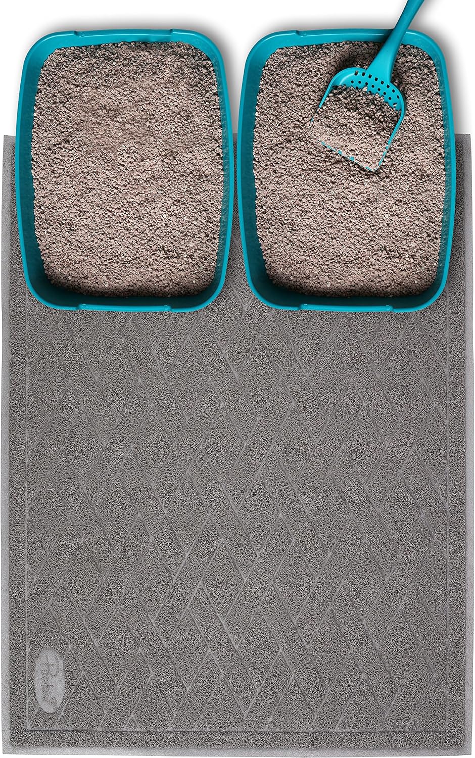 Pawkin Cat Litter Mat, Patented Design with Litter Lock Mesh, Extra Large, Durable, Easy to Clean, Soft, Fits Under Litt
